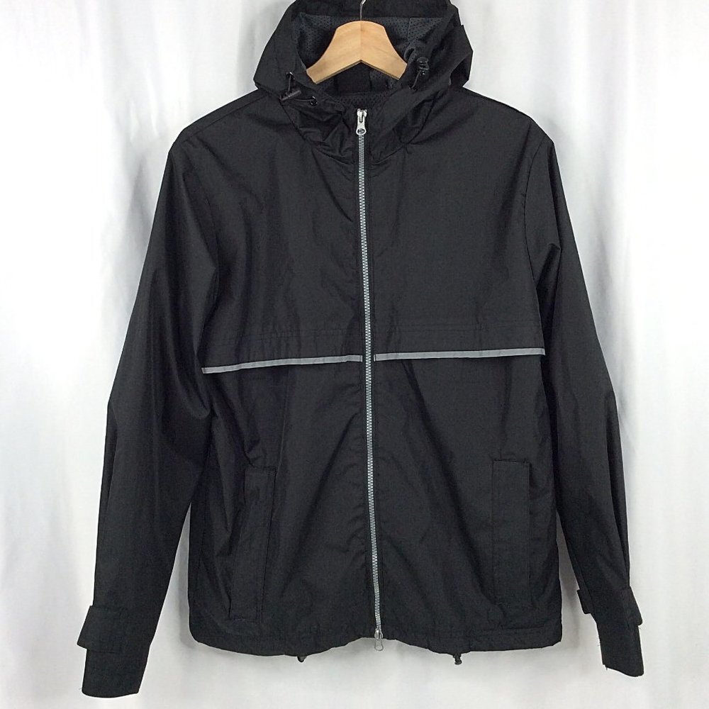 Burnside Hooded Windbreaker Jacket Mens Size Small Black Mesh Lined‎ Full Zip
